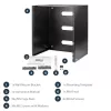 StarTech.com Rack de red de pared 12U – 14 pulgadas de profundidad (perfil plano) – Soporte para panel de parcheo de 19 pulgadas para servidores y equipos IT planos, switches de red – Capacidad de carga de 125 lbs/57 kg, negro