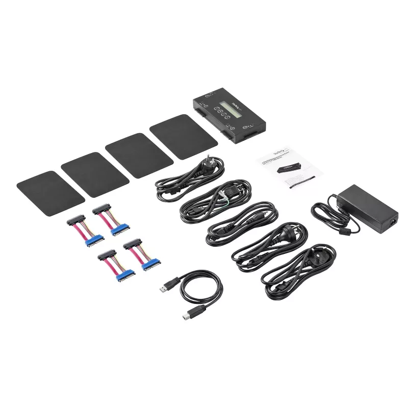 StarTech.com Borrador de discos duros SSD/HDD de 4 bahías - SATA de 2.5 pulgadas y 3.5 pulgadas - Sanitizador de discos externo autónomo sin host con borrado seguro - 9 modos de borrado - Puerto de impresora RS232 - Compatible con NIST/DOD y TAA