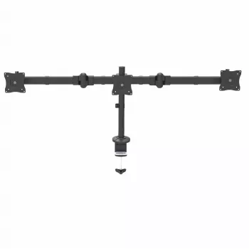 StarTech.com Brazo de monitor triple para montaje en mesa – Soporte VESA ergonómico para 3 monitores de hasta 27″ – Montaje en mástil articulado y ajustable en altura – Función de inclinación/giro/rotación para pantalla LCD/LED – Pinza de mesa/pasacables de mesa
