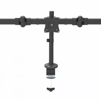 StarTech.com Brazo de monitor triple para montaje en mesa – Soporte VESA ergonómico para 3 monitores de hasta 27″ – Montaje en mástil articulado y ajustable en altura – Función de inclinación/giro/rotación para pantalla LCD/LED – Pinza de mesa/pasacables de mesa