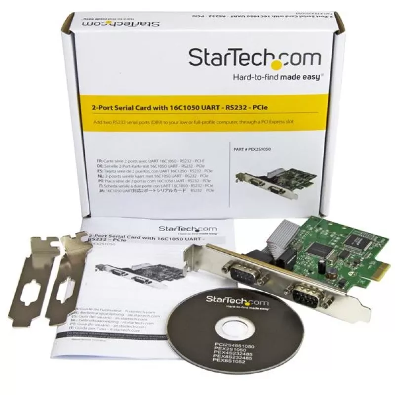 StarTech.com Tarjeta serie PCI Express de 2 puertos con UART 16C1050 – RS232