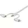 StarTech.com Cable de carga múltiple USB de 1 m – USB a Micro-USB o USB-C o Lightning para iPhone/iPad/iPod/Android – certificado Apple MFi – cargador USB 3 en 1 – trenzado