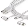 StarTech.com Cable de carga múltiple USB de 1 m – USB a Micro-USB o USB-C o Lightning para iPhone/iPad/iPod/Android – certificado Apple MFi – cargador USB 3 en 1 – trenzado
