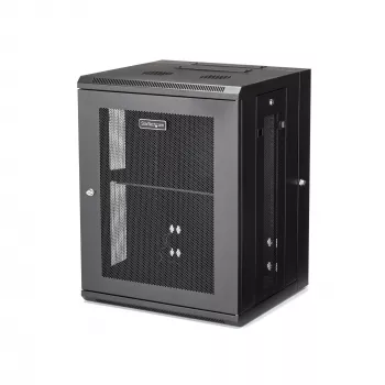 StarTech.com Armario de red de montaje en pared 4 postes 15U con bandeja 1U, rack de servidor plegable de 19 inch de montaje en pared para equipos de datos/AV/electrónica/informática, carcasa de rack ventilada flexible