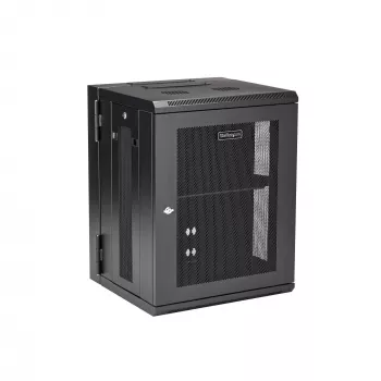 StarTech.com Armario de red de montaje en pared 4 postes 15U con bandeja 1U, rack de servidor plegable de 19 inch de montaje en pared para equipos de datos/AV/electrónica/informática, carcasa de rack ventilada flexible