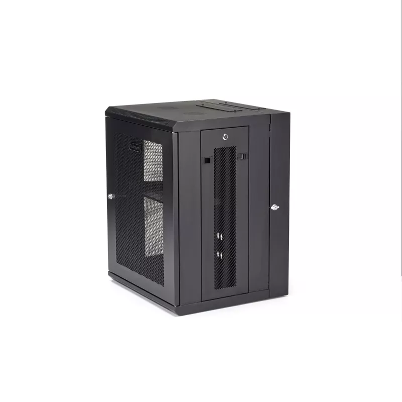 StarTech.com Armario de red de montaje en pared 4 postes 15U con bandeja 1U, rack de servidor plegable de 19