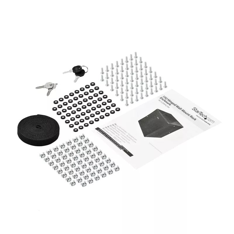 StarTech.com Armario de red de montaje en pared 4 postes 15U con bandeja 1U, rack de servidor plegable de 19