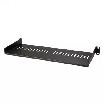 StarTech.com Bandeja de rack de servidor 1U – bandeja de montaje en rack ventilada universal para rack y armario de red de 19 inch – construcción robusta de acero – capacidad de carga 44 lb/20 kg – bandeja de 7 inch de profundidad, negra