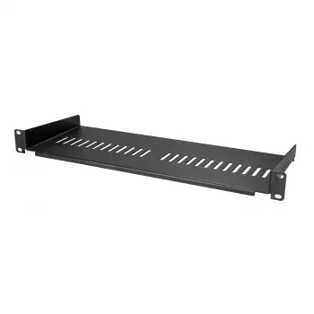 StarTech.com Bandeja de rack de servidor 1U – bandeja de montaje en rack ventilada universal para rack y armario de red de 19 inch – construcción robusta de acero – capacidad de carga 44 lb/20 kg – bandeja de 7 inch de profundidad, negra