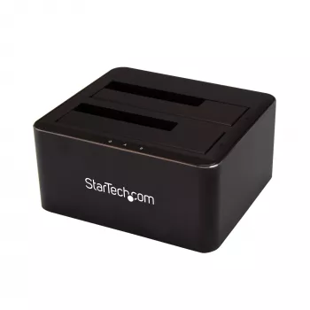 StarTech.com Docking station para discos duros USB 3.0 a SATA de doble bahía, dock de discos duros USB, docking station externa para SSD/HDD SATA I/II/III de 2,5/3,5