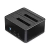 StarTech.com Docking station para discos duros USB 3.0 a SATA de doble bahía, dock de discos duros USB, docking station externa para SSD/HDD SATA I/II/III de 2,5/3,5