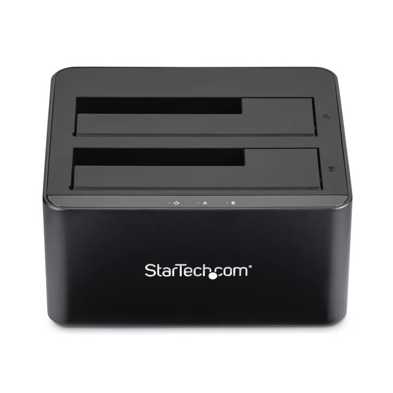 StarTech.com Docking station para discos duros USB 3.0 a SATA de doble bahía, dock de discos duros USB, docking station externa para SSD/HDD SATA I/II/III de 2,5/3,5