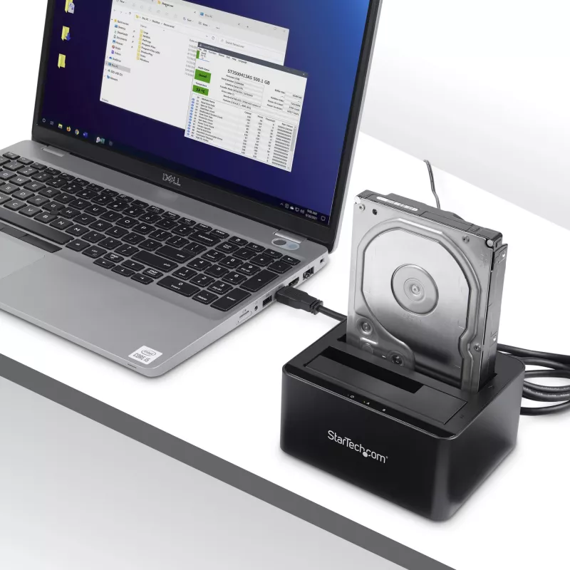 StarTech.com Docking station para discos duros USB 3.0 a SATA de doble bahía, dock de discos duros USB, docking station externa para SSD/HDD SATA I/II/III de 2,5/3,5