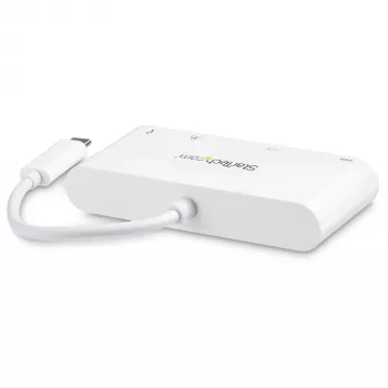 StarTech.com Adaptador multipuerto USB-C – adaptador de vídeo USB-C a DVI-D (digital) con carga pasante Power Delivery de 60 W, GbE, USB-A – mini docking station portátil para portátiles USB Type-C/Thunderbolt 3