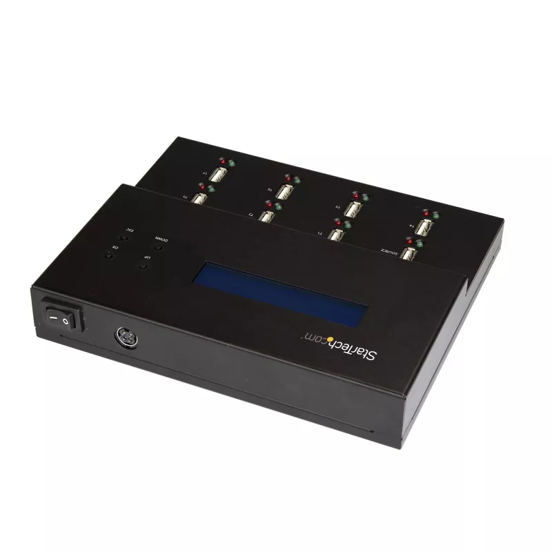 StarTech.com Duplicador y borrador de memorias USB autónomo de 1 a 7, copiador de unidades flash USB múltiples, copia de sistema y archivos y de unidad completa a 1,5 GB/min, borrado simple y de 3 pasadas, pantalla LCD – TAA
