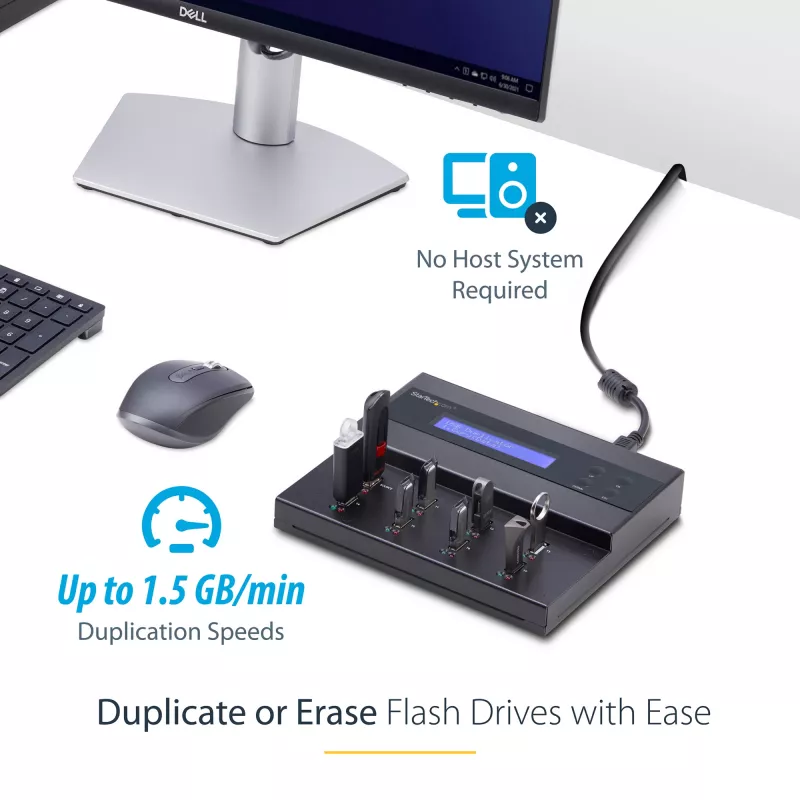 StarTech.com Duplicador y borrador de memorias USB autónomo de 1 a 7, copiador de unidades flash USB múltiples, copia de sistema y archivos y de unidad completa a 1,5 GB/min, borrado simple y de 3 pasadas, pantalla LCD – TAA