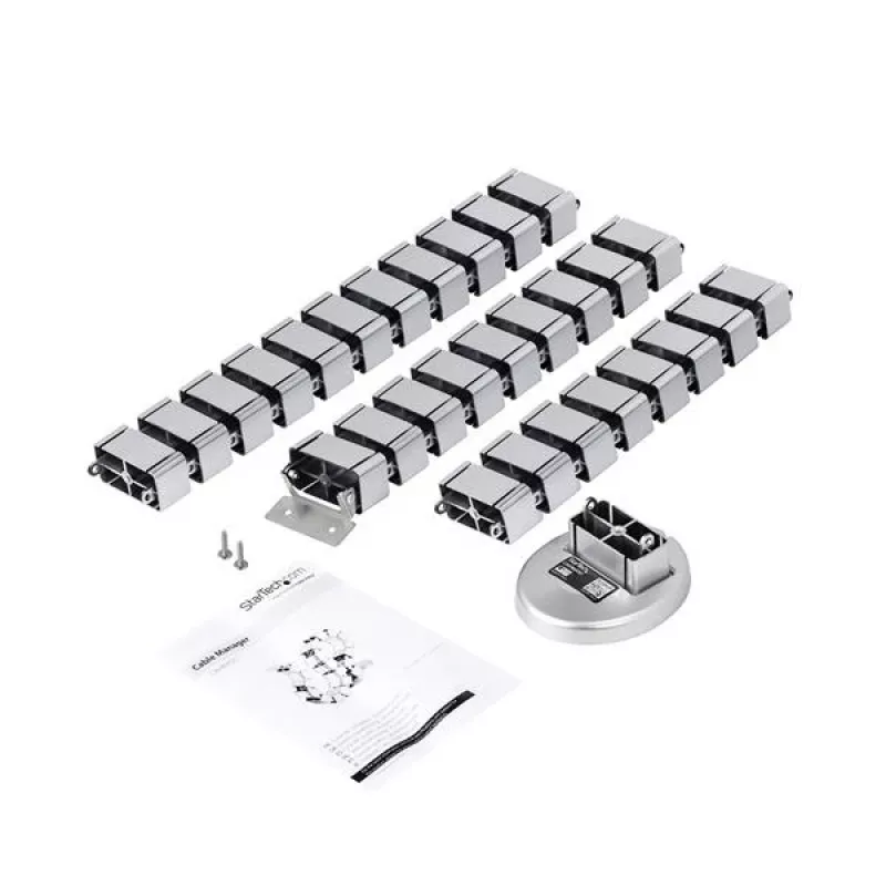 StarTech.com Organizador de cables, funda para cables, escritorio, plástico, acero, plateado