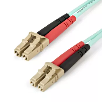 StarTech.com Cable de fibra óptica multimodo LC/UPC a LC/UPC OM4 de 5 m (16.4ft), fibra zipcord LOMMF/VCSEL 50/125 µm, 100G, baja pérdida de inserción – cable de parcheo de fibra óptica LSZH