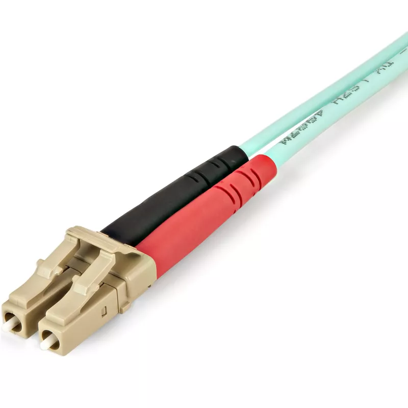 StarTech.com Cable de fibra óptica multimodo LC/UPC a LC/UPC OM4 de 5 m (16.4ft), fibra zipcord LOMMF/VCSEL 50/125 µm, 100G, baja pérdida de inserción – cable de parcheo de fibra óptica LSZH