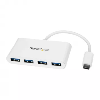 StarTech.com Hub USB-C de 4 puertos con 4 puertos USB-A (USB 3.0 SuperSpeed 5 Gbit/s) – alimentación por bus USB – hub adaptador USB-C a USB-A portátil/para portátil – hub Type-C USB 3.1 Gen 1/USB 3.2 Gen 1 – blanco