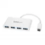 StarTech.com Hub USB-C de 4 puertos con 4 puertos USB-A (USB 3.0 SuperSpeed 5 Gbit/s) – alimentación por bus USB – hub adaptador USB-C a USB-A portátil/para portátil – hub Type-C USB 3.1 Gen 1/USB 3.2 Gen 1 – blanco