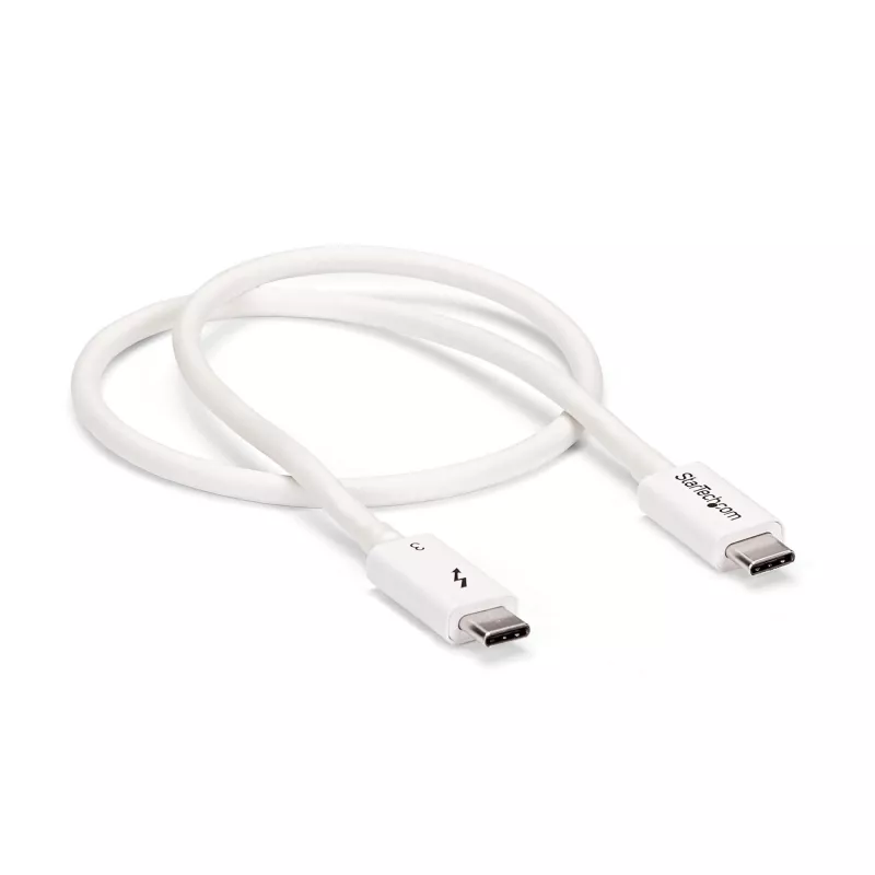 StarTech.com Cable Thunderbolt 3 – 40 Gbit/s – 0,5 m – blanco – compatible con Thunderbolt, USB y DisplayPort