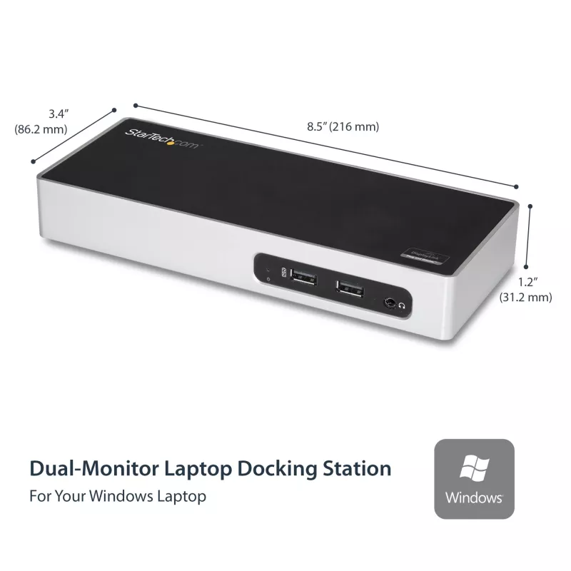 StarTech.com Docking station USB 3.0 – docking station para portátil de doble monitor con vídeo HDMI y DVI/VGA – hub USB 3.1 Gen 1 5Gbps de 6 puertos, GbE, audio – dock universal Type-A – Windows y Mac