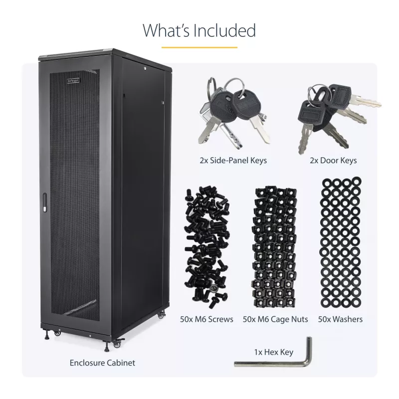 StarTech.com Rack de servidor 4 postes 42U, armario de datos de 19