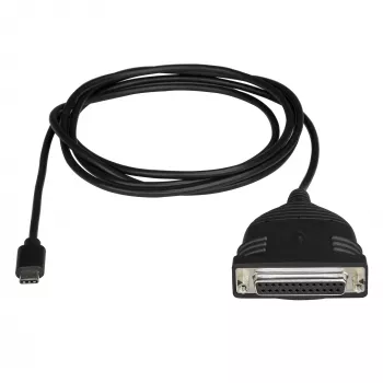 StarTech.com Cable USB-C a paralelo para impresora, negro, USB C, DB25, 1,83 m, conector macho/hembra, CE, RoHS