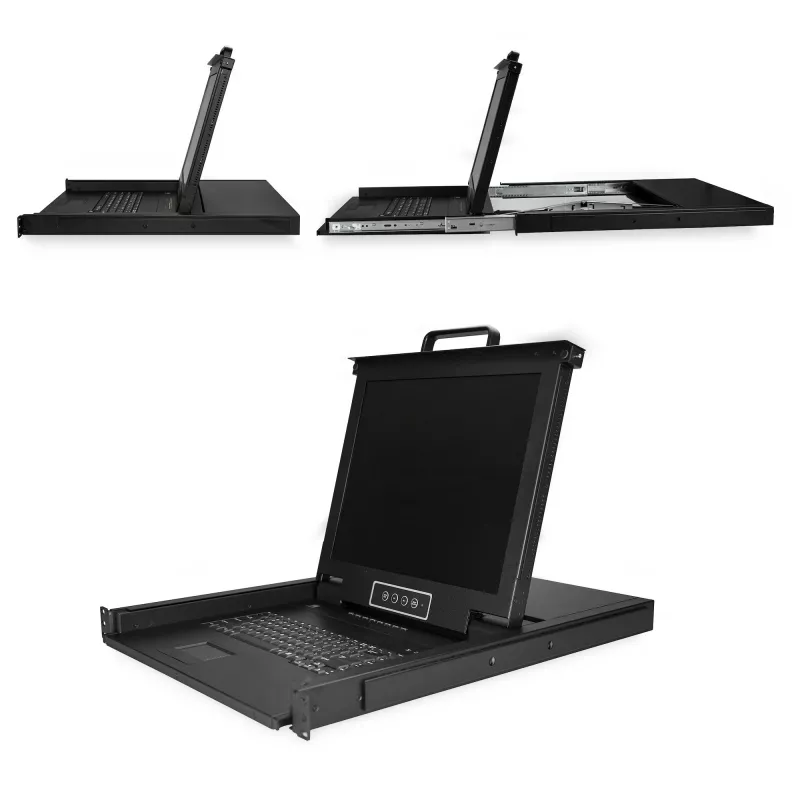 StarTech.com Consola KVM para rack de 8 puertos con cables de 1,8 m - Conmutador KVM integrado con monitor LCD de 17 pulgadas - Cajón KVM LCD 1HE-LCD-KV totalmente equipado - OSD-KVM - Duradero con 50.000 horas MTBF - Compatible con USB + VGA