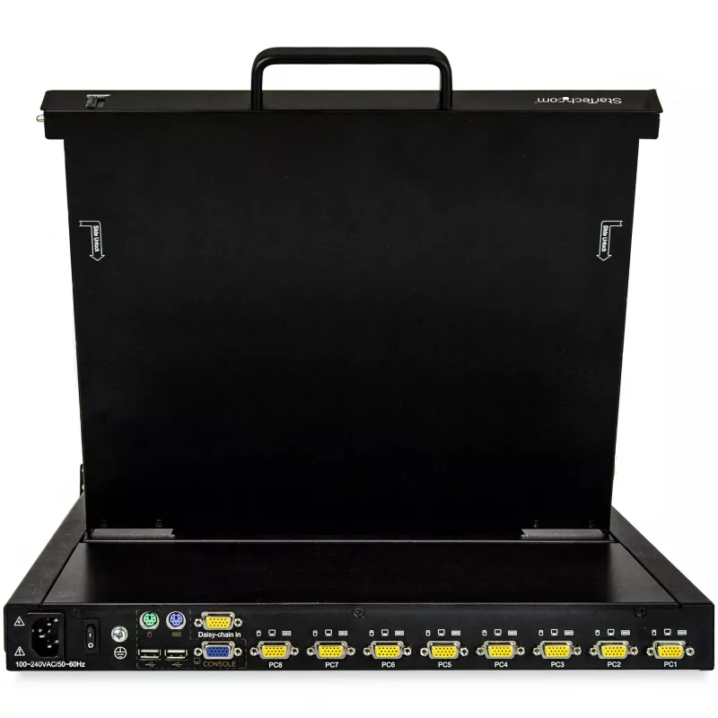 StarTech.com Consola KVM para rack de 8 puertos con cables de 1,8 m - Conmutador KVM integrado con monitor LCD de 17 pulgadas - Cajón KVM LCD 1HE-LCD-KV totalmente equipado - OSD-KVM - Duradero con 50.000 horas MTBF - Compatible con USB + VGA