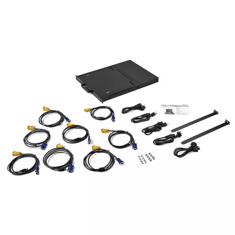 StarTech.com Consola KVM para rack de 8 puertos con cables de 1,8 m - Conmutador KVM integrado con monitor LCD de 17 pulgadas - Cajón KVM LCD 1HE-LCD-KV totalmente equipado - OSD-KVM - Duradero con 50.000 horas MTBF - Compatible con USB + VGA