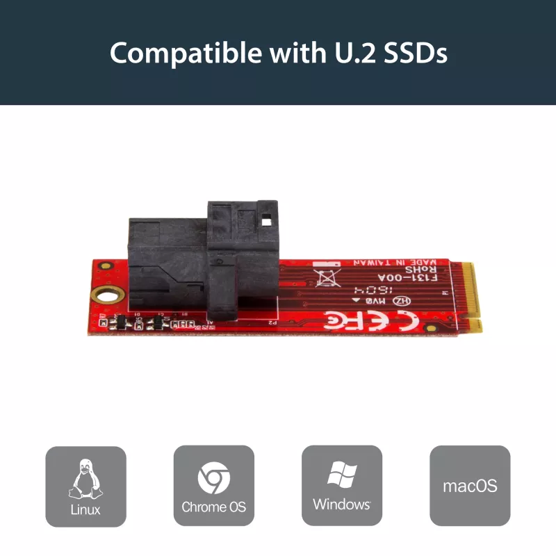 StarTech.com tarjeta adaptadora host U.2 (SFF-8643) a M.2 PCI Express 3.0 x4 para SSD U.2 NVMe de 2,5
