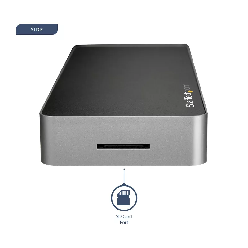 StarTech.com dock USB-C – doble monitor HDMI y DisplayPort 4K 30 Hz – estación de acoplamiento para portátil USB Type-C 60 W Power Delivery, SD, hub USB-A 3.0 de 4 puertos, GbE, audio – compatible con Thunderbolt 3