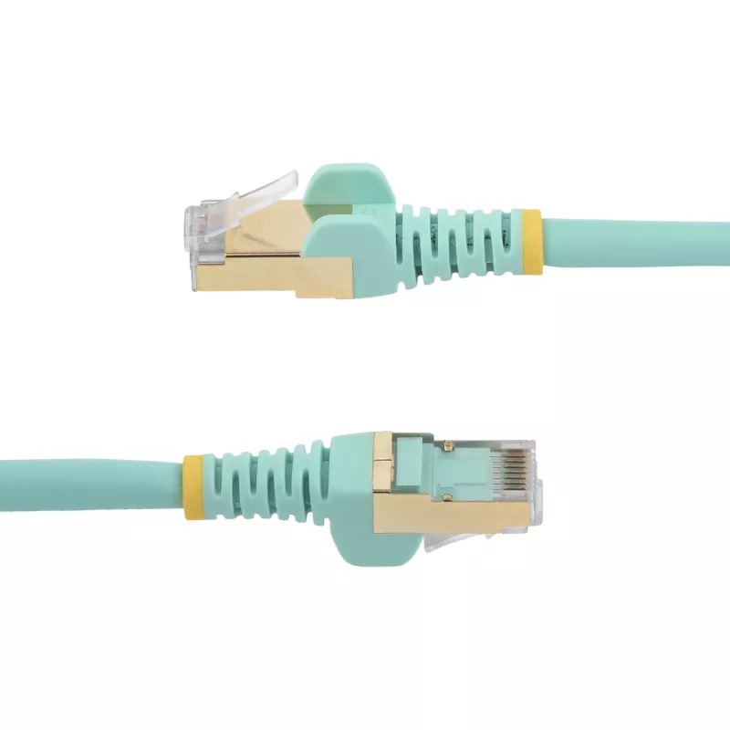 StarTech.com cable Ethernet CAT6a de 2 m – 10 Gigabit apantallado, snagless, RJ45, 100 W PoE patch – cable de red 10GbE STP con alivio de tensión – aqua, probado individualmente/cableado certificado UL/TIA