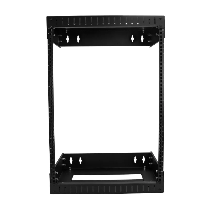 StarTech.com rack de red de pared 15U 19 inch – profundidad ajustable 12–20 inch rack de servidor open frame de 2 postes para comunicación AV/datos/IT/informática/switch con tuercas enjauladas y tornillos
