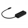 StarTech.com hub USB-C de 4 puertos – USB-C a 4x puertos USB 3.0 Type-A con interruptores de encendido/apagado individuales – SuperSpeed 5 Gbit/s USB 3.1/3.2 Gen 1 – alimentado por bus USB – portátil – cable fijo de 25 cm