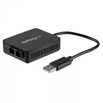 StarTech.com convertidor USB a fibra óptica – 100 Mbit/s – adaptador de red USB 2.0 a fibra – 100Base-FX SC conector hembra dúplex compatible con fibra multimodo/MMF – 2 km – LAN USB a fibra compacta