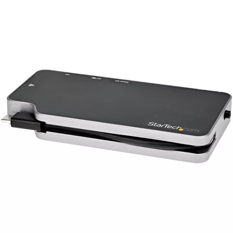 StarTech.com Adaptador multipuerto USB-C – USB-C a vídeo HDMI 4K o VGA con Power Delivery 100W passthrough, hub USB de 2 puertos 10Gbps, MicroSD, GbE – Mini dock de viaje USB 3.1 Gen 2 Type-C
