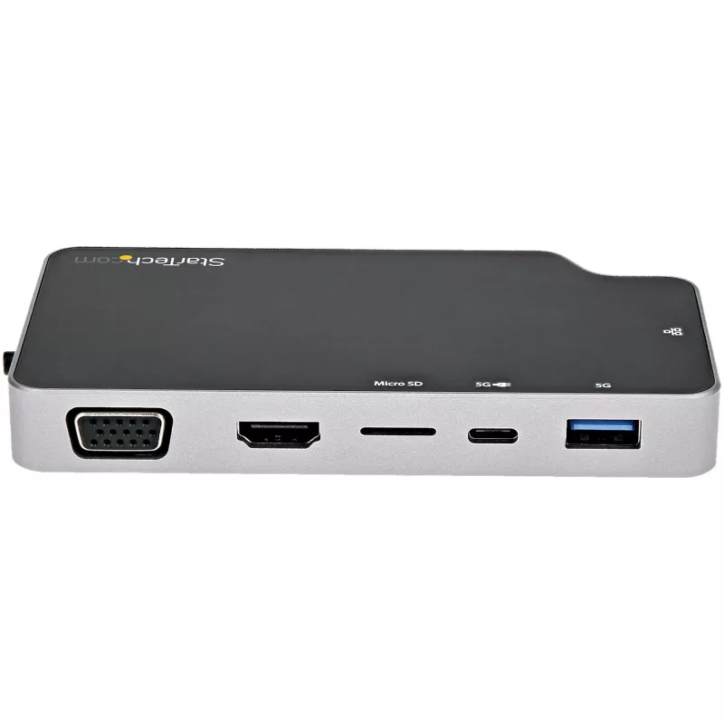 StarTech.com Adaptador multipuerto USB-C – USB-C a vídeo HDMI 4K o VGA con Power Delivery 100W passthrough, hub USB de 2 puertos 10Gbps, MicroSD, GbE – Mini dock de viaje USB 3.1 Gen 2 Type-C