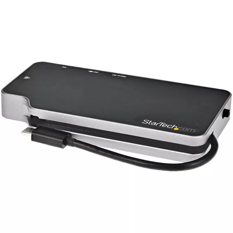 StarTech.com Adaptador multipuerto USB-C – USB-C a vídeo HDMI 4K o VGA con Power Delivery 100W passthrough, hub USB de 2 puertos 10Gbps, MicroSD, GbE – Mini dock de viaje USB 3.1 Gen 2 Type-C