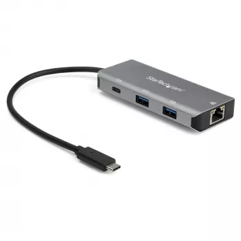StarTech.com Hub USB-C de 3 puertos con puerto Gigabit Ethernet RJ45 GbE – 2x USB-A, 1x USB-C – SuperSpeed 10Gbps USB 3.1/3.2 Gen 2 adaptador hub Tipo C – alimentado por bus USB – aluminio – compatible con TB3~Hub USB-C de 3 puertos con puerto Gigabit Ethernet RJ45 GbE – 2x USB-A, 1x USB-C – SuperSpeed 10Gbps USB 3.2 Gen 2 adaptador hub Tipo C – alimentado por bus USB – aluminio – compatible con