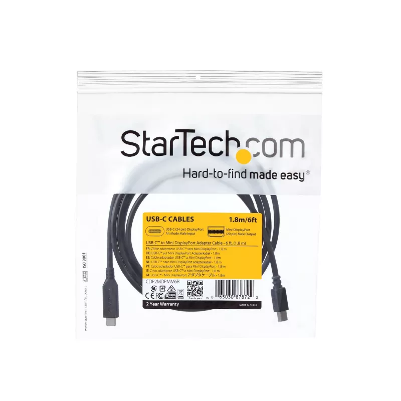 StarTech.com Cable USB-C a Mini DisplayPort de 6 ft. (1,8 m) - 4K 60Hz - Negro