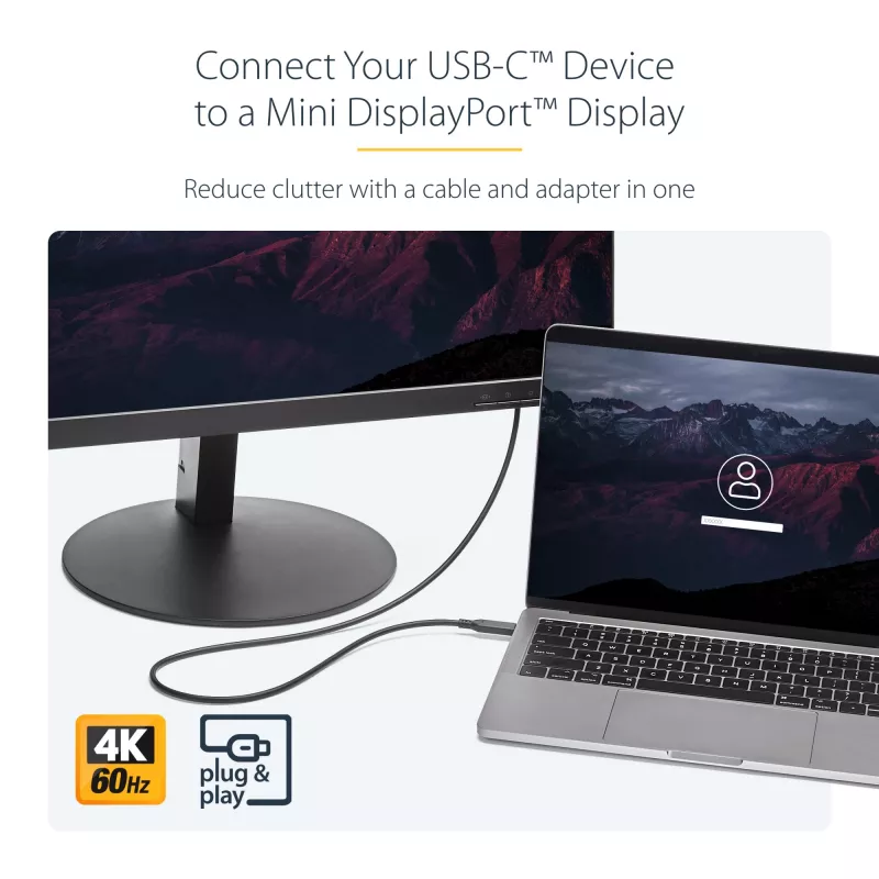 StarTech.com Cable USB-C a Mini DisplayPort de 6 ft. (1,8 m) - 4K 60Hz - Negro