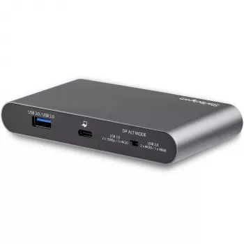 StarTech.com Dock USB-C – DisplayPort dual para monitor 4K – Estación de acoplamiento mini para portátil – Power Delivery 100 W passthrough – GbE, hub USB-A de 2 puertos – Adaptador multipuerto USB Type-C – Cable de 1 m