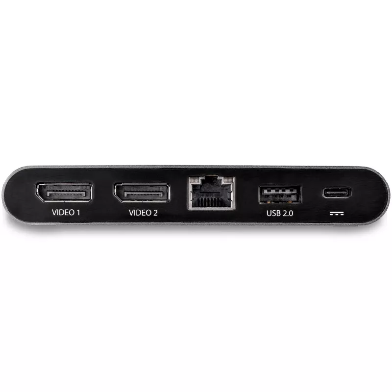 StarTech.com Dock USB-C – DisplayPort dual para monitor 4K – Estación de acoplamiento mini para portátil – Power Delivery 100 W passthrough – GbE, hub USB-A de 2 puertos – Adaptador multipuerto USB Type-C – Cable de 1 m