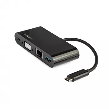 StarTech.com Adaptador multipuerto USB-C – Mini dock USB-C con vídeo VGA 1080p para un monitor – Power Delivery 60 W passthrough – USB 3.1 Gen 1 Type-A 5 Gbit/s, Gigabit Ethernet – Estación de acoplamiento