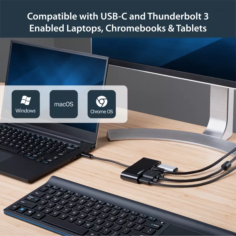 StarTech.com Adaptador multipuerto USB-C – Mini dock USB-C con vídeo VGA 1080p para un monitor – Power Delivery 60 W passthrough – USB 3.1 Gen 1 Type-A 5 Gbit/s, Gigabit Ethernet – Estación de acoplamiento