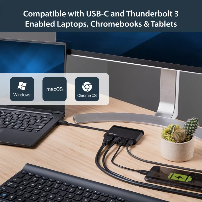 StarTech.com Adaptador multipuerto USB-C - Dock USB-C portátil con HDMI 4K - PD 3.0 100W passthrough, 1x USB-A, 1x USB-C, GbE - Dock de viaje para portátil Thunderbolt 3 y USB Type-C - Mac y Windows