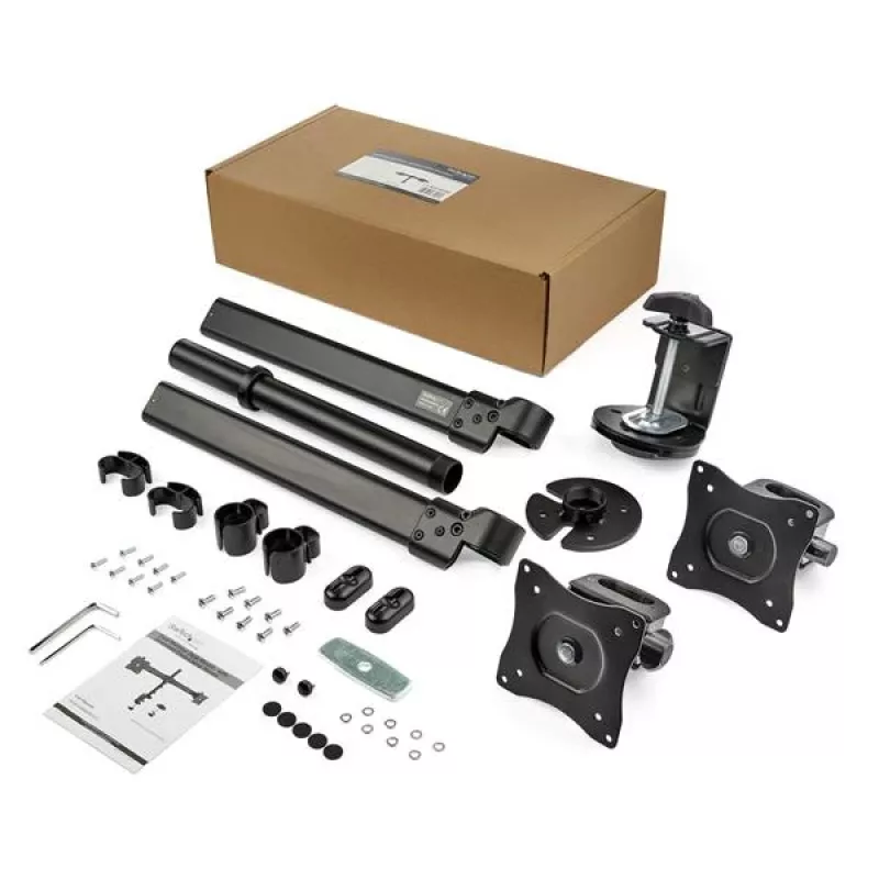 StarTech.com Brazo de doble monitor para montaje en escritorio - Barra transversal - Montaje con abrazadera de mesa/pasacables